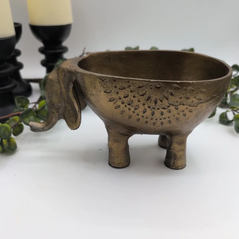 Anthropologie Ezzie Elephant Gilded Metal Planter Air Plant Succulents Trinkets